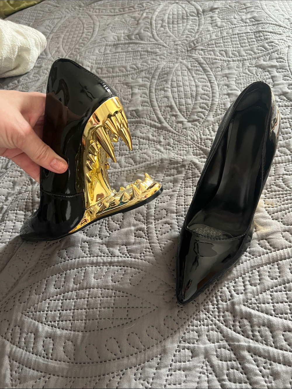Black Patent wolf teeth pump